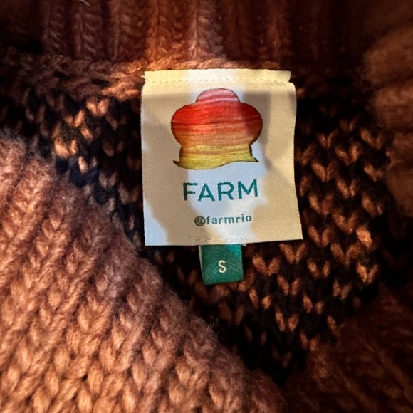 Farm Rio Midnight leopard print sweater pullover fringe caramel black size small - Picture 7 of 12